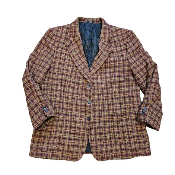 L.L. Bean Jackets & Blazers - Vtg LL Bean Plaid Blazer Jacket Womens 16P Wool Red Quilt Lined Preppy Acadamia